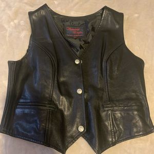 Black Leather Motorcycle Vest